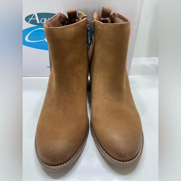 NEW Aqua College Nancy Women’s Waterproof Leather Ankle Boots Cognac Nubuck 7.5 - Picture 2 of 10